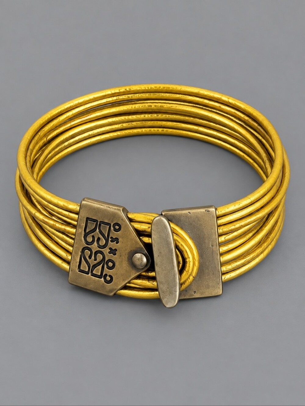 Corso Bronze Metallic Gold Cord Sliding Buckle Unisex Bracelet